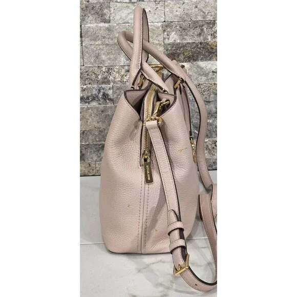 Michael Kors Camille Leather Satchel Crossbody Soft Pink Large Classic Purse - Picture 4 of 16